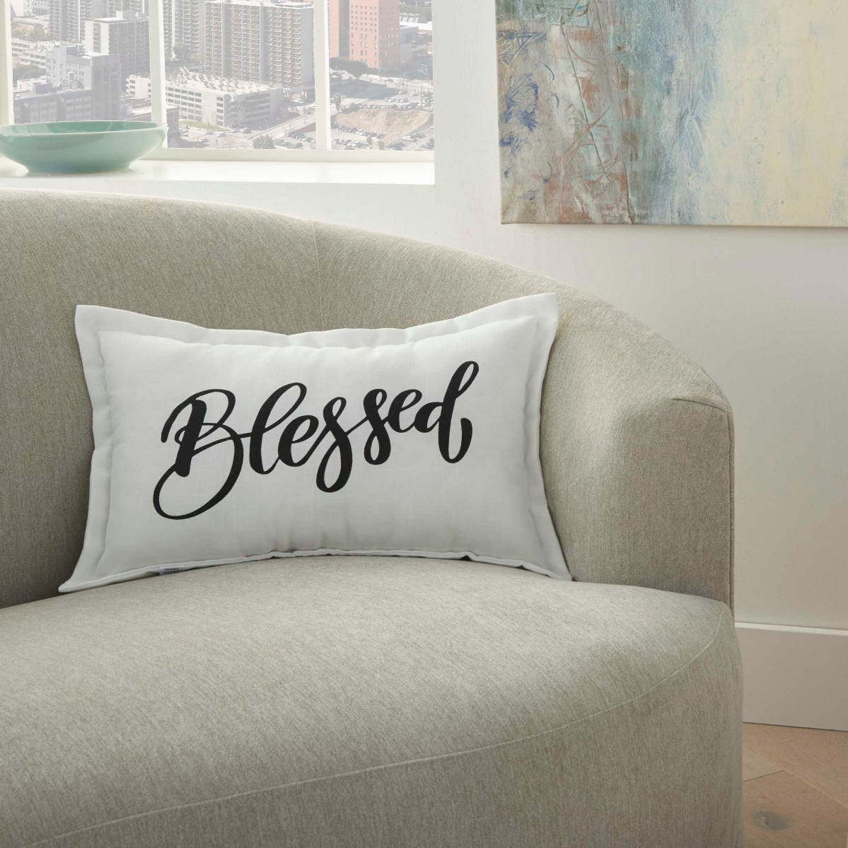 Mina Victory Pillow L2115 White 12 x 20 Throw Pillow