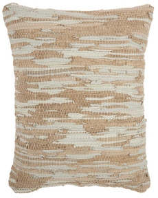 NATURAL LEATHER HIDE DL505 BEIGE 20" x 20" THROW PILLOW
