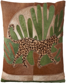 Natural Leather Hide S9018 Multicolor 20" x 20" Throw Pillow