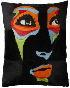 Natural Leather Hide S9019 Multicolor 20" x 20" Throw Pillow