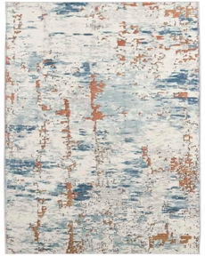 Quarry QUA01 Beige Blue Rust 2'2" x 7'6" Area Rug