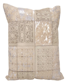 COUTURE NAT HIDE S6078 WHITE/SILVER 20" x 20" THROW PILLOW