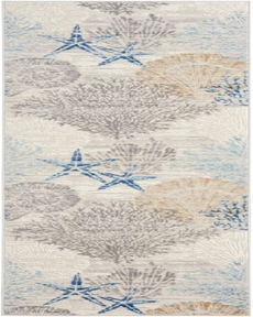 Seaside SDS04 Ivory Grey Blue 2'3" x 7'6" Area Rug