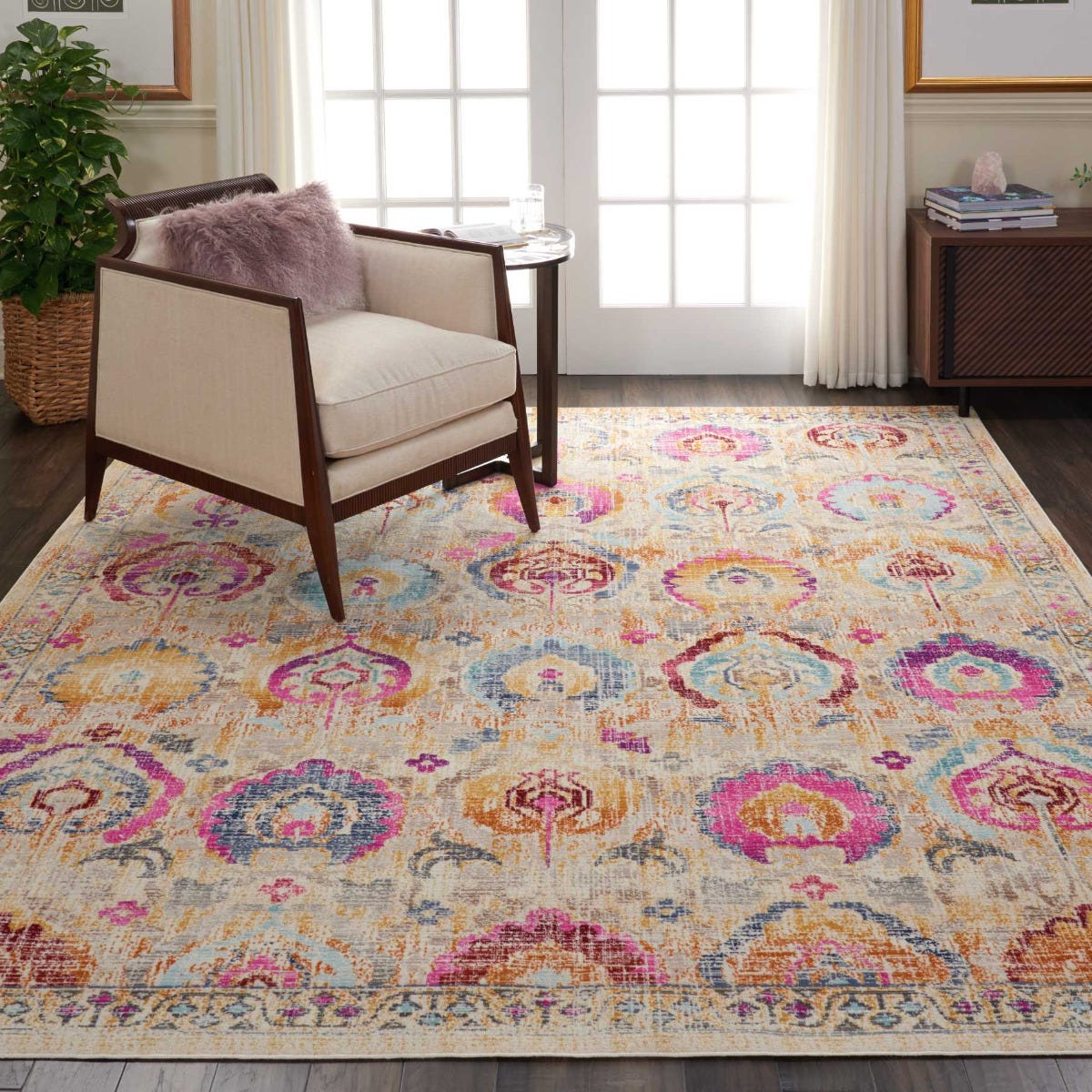 VINTAGE KASHAN VKA04 IVORY/MULTICOLOR AREA RUG